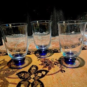 Denby Magnum Blue 16 oz Goblets Set of 3 VTG HTF